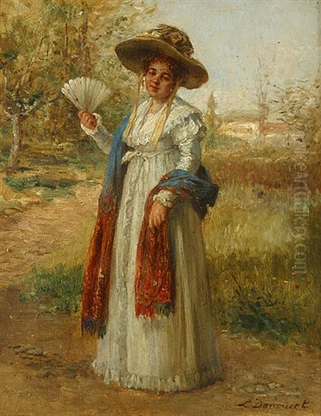 Vrouw Met Waaier Op Een Zomerse Dag Oil Painting by Leon Marie Constant Dansaert