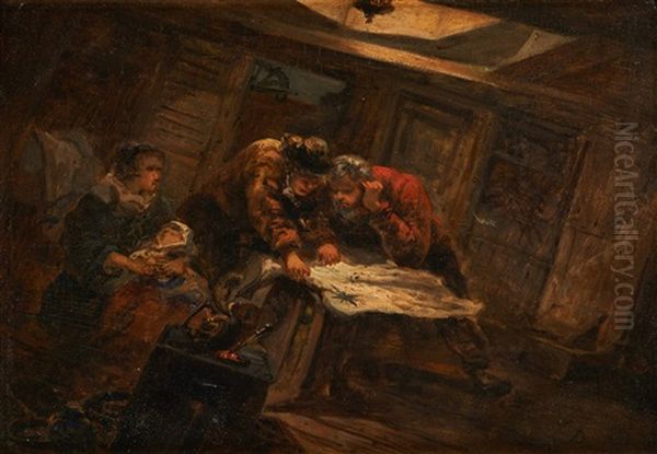 Capitaine Dans La Tourmente Oil Painting by Leon Marie Constant Dansaert