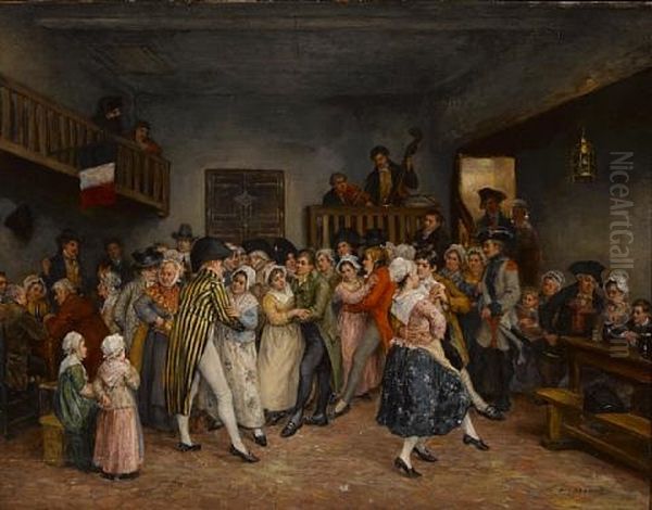 Un Bal Sous Le Directoire Oil Painting by Leon Marie Constant Dansaert