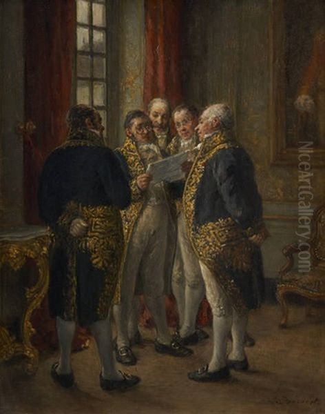 Les Academiciens Oil Painting by Leon Marie Constant Dansaert