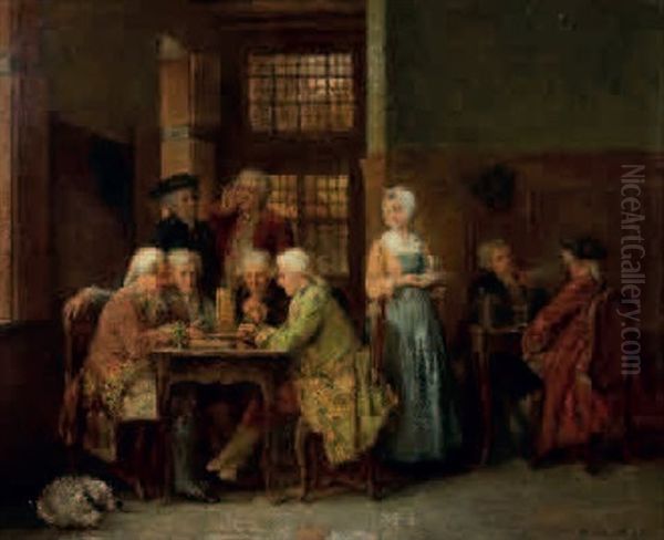 Scene De Jeu Oil Painting by Leon Marie Constant Dansaert