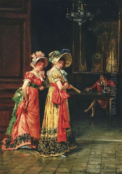 Twee Elegante Dames Oil Painting by Leon Marie Constant Dansaert