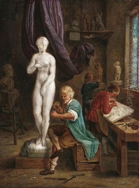 Im Atelier Des Bildhauers Oil Painting by Leon Marie Constant Dansaert