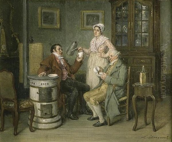 La Tasse De Chocolat Oil Painting by Leon Marie Constant Dansaert