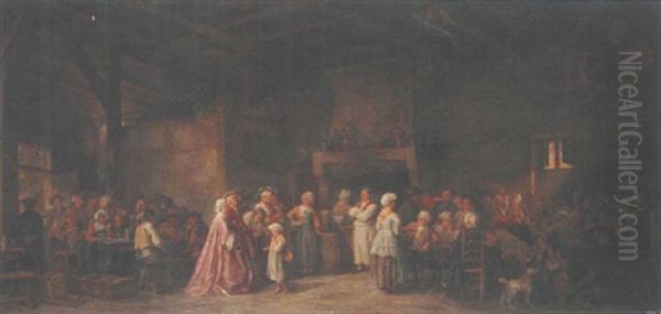 In The Tavern Oil Painting by Leon Marie Constant Dansaert