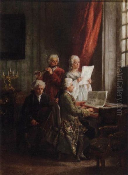 The Recital Oil Painting by Leon Marie Constant Dansaert