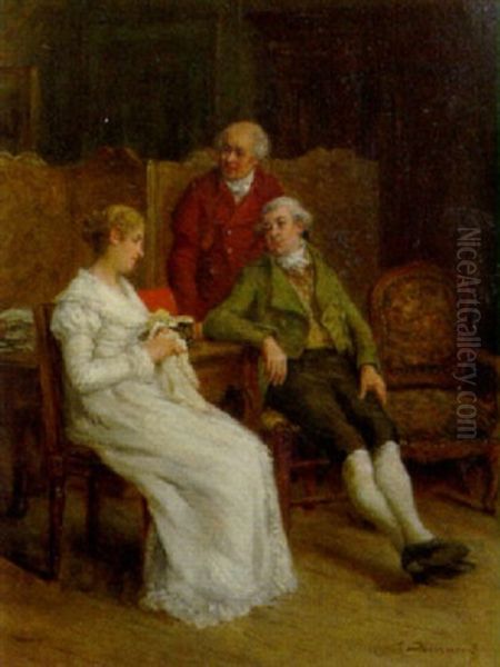 The Proposal Oil Painting by Leon Marie Constant Dansaert