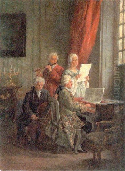 Das Konzert Oil Painting by Leon Marie Constant Dansaert