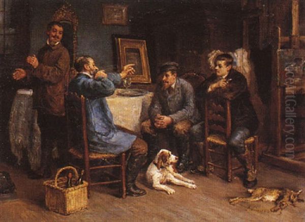 Le Recit Du Chasseur Oil Painting by Leon Marie Constant Dansaert