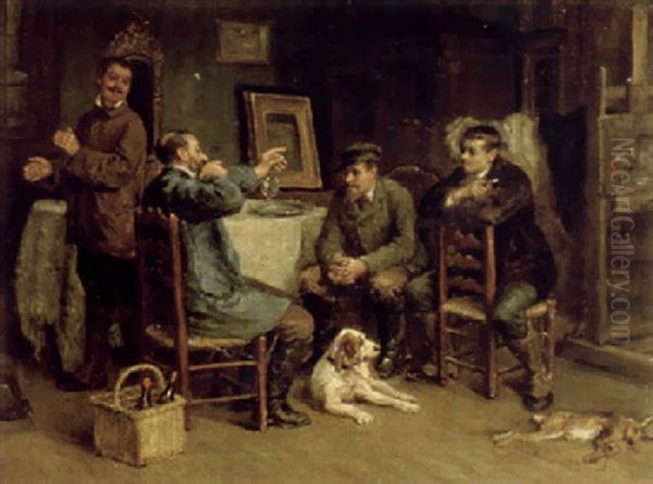 Gesprach Unter Kunstlern Oil Painting by Leon Marie Constant Dansaert