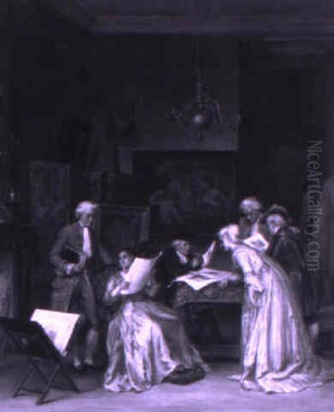 At The Artist's Studio Oil Painting by Leon Marie Constant Dansaert