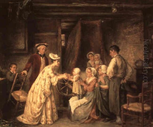 La Visite Oil Painting by Leon Marie Constant Dansaert