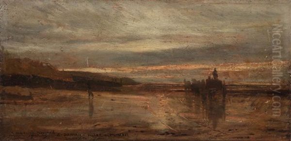 La Plage De Villerville Au Crepuscule Oil Painting by Edouard Joseph Dantan