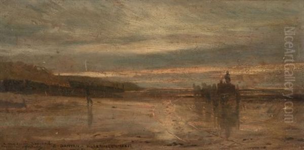 La Plage De Villerville Au Crepuscule Oil Painting by Edouard Joseph Dantan