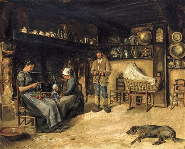 Interieur Normand Oil Painting by Edouard Joseph Dantan