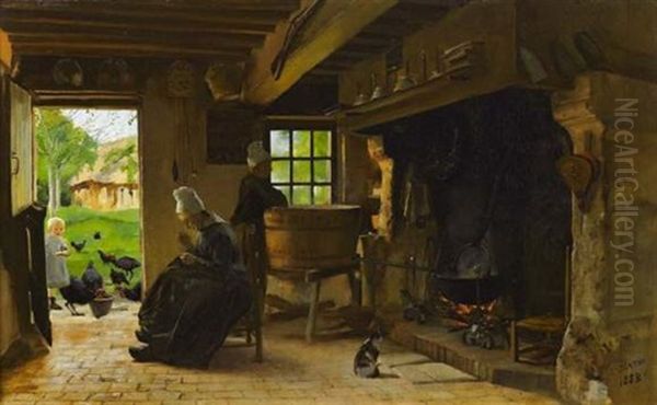 L'interieur De M. Retou Oil Painting by Edouard Joseph Dantan