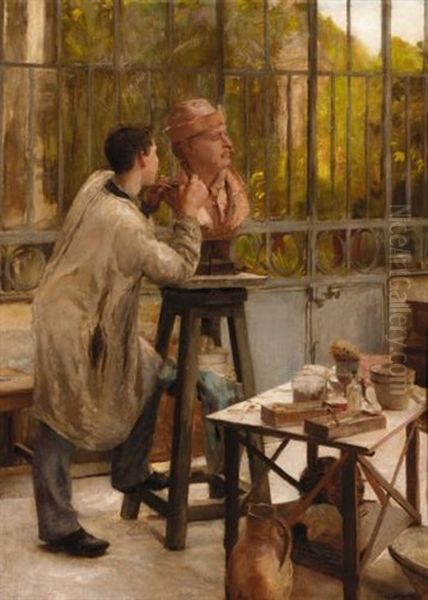 The Sculptor's Studio Oil Painting by Edouard Joseph Dantan