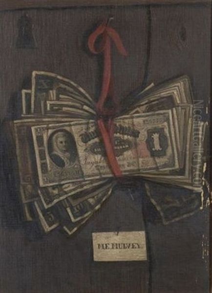 A Bundle Of Bills - A Trompe L'oeil Painting Oil Painting by Ferdinand Danton the Younger