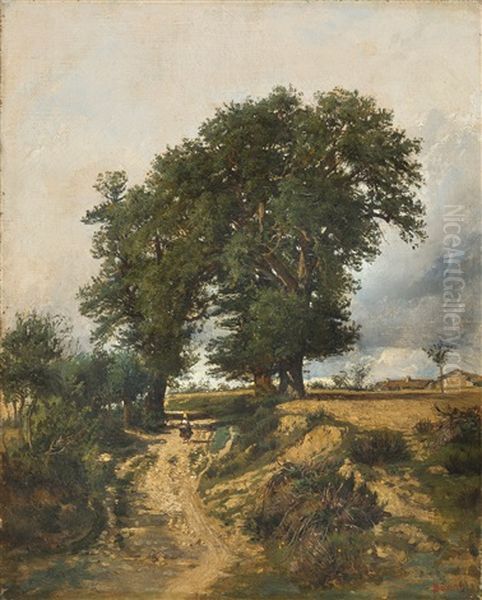 Landschaft Mit Bauerin Auf Einem Weg Oil Painting by Victor Marie Felix Danvin