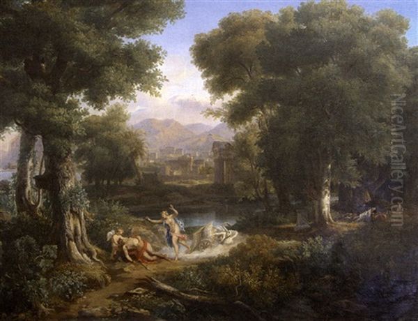 Grand Paysage Avec La Mort D'adonis Oil Painting by Victor Marie Felix Danvin