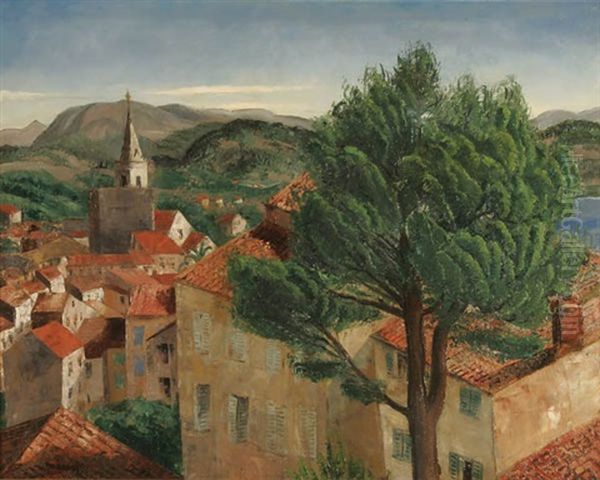 Landscape With Village Oil Painting by Jean Gabriel Daragnes