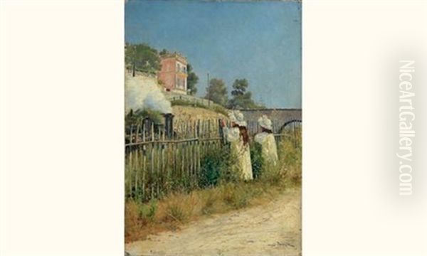 L'arrivee Du Train Oil Painting by Georges Paul Joseph Darasse