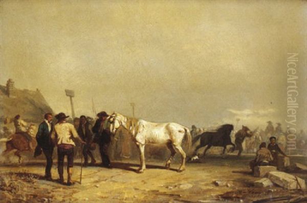 Marche Aux Chevaux Oil Painting by Alexis Auguste Darcy-Dumoulin