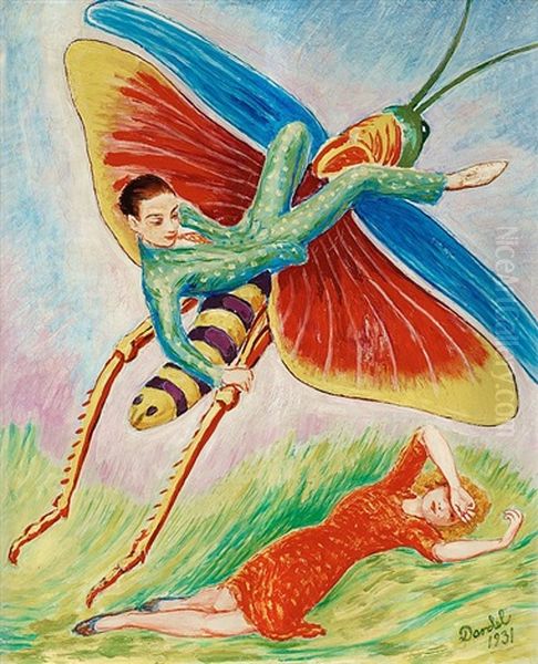 Grashoppan (the Grasshopper) Oil Painting by Nils Dardel