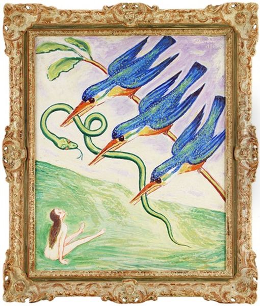 Den Bortrovade Ormen Oil Painting by Nils Dardel