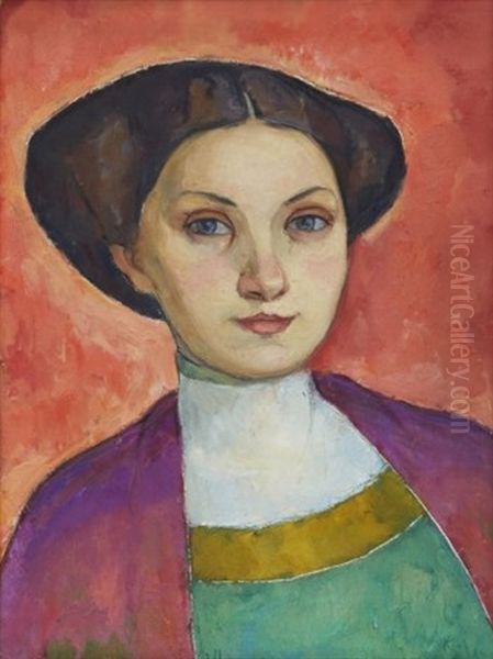 Portratt Av Froken Svea Cervin Oil Painting by Nils Dardel