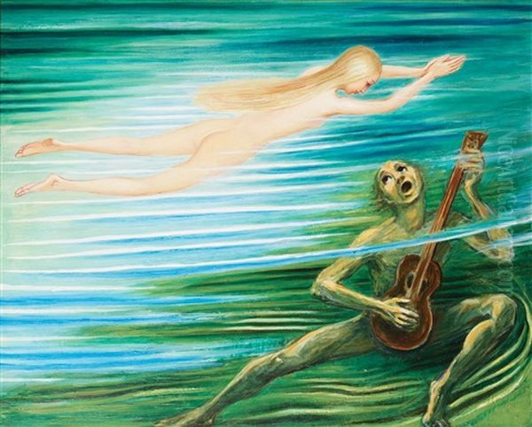 Nacken (water Spirit) Oil Painting by Nils Dardel