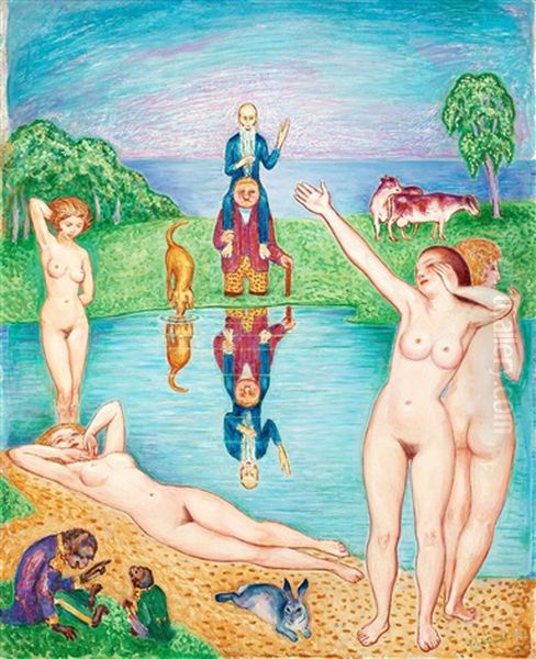 Aterkomsten Till Ungdomens Lekplatser Oil Painting by Nils Dardel