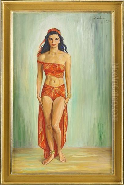 Cissi Olsson Som Anitra I Peer Gynt Oil Painting by Nils Dardel