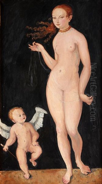 Venus Och Putti  (after Cranach) Oil Painting by Nils Dardel