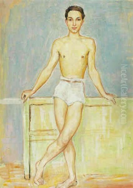 Manlig Modell - Rysk Dansos Oil Painting by Nils Dardel