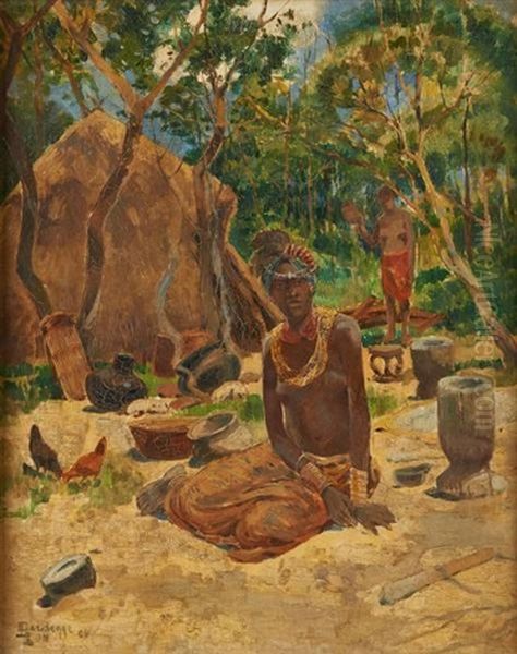 Village Africain Oil Painting by Leon Louis Dardenne