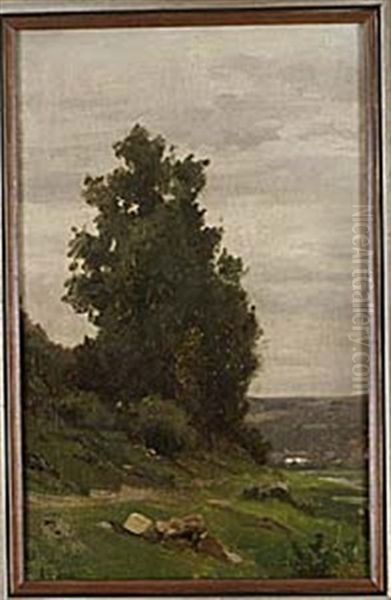 Landskap Med Gronskande Trad Oil Painting by Leon Louis Dardenne