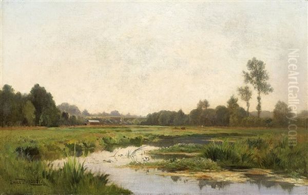 Weite Flusslandschaft Oil Painting by Louis Emile Dardoize