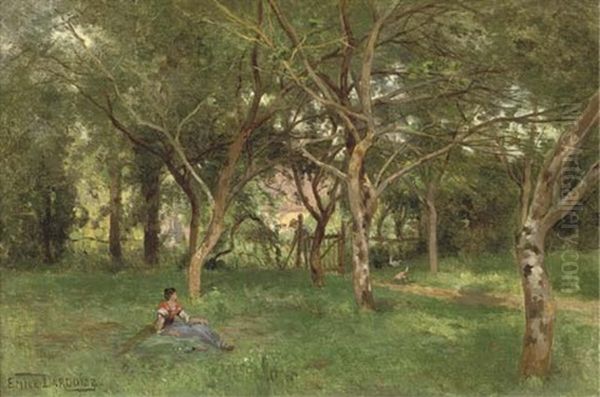 A Rest In The Orchard by Louis Emile Dardoize