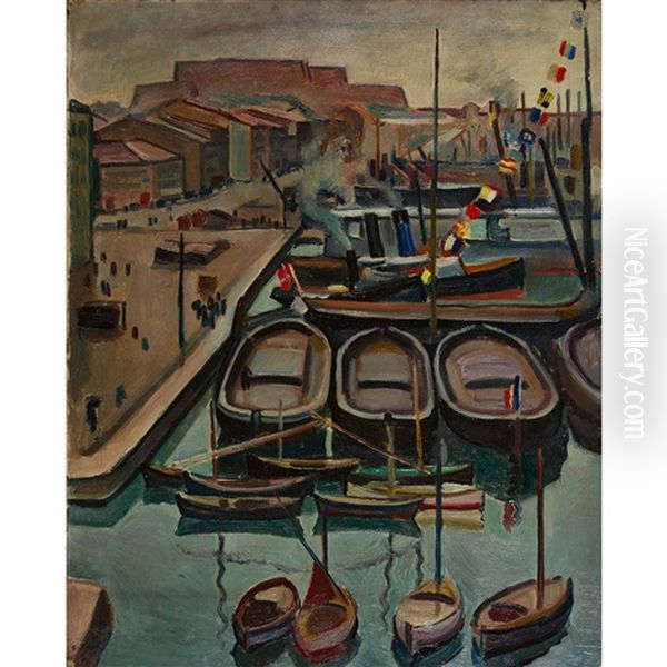 Der Quai Des Belges Am Hafen Von Marseille Oil Painting by Georges Darel