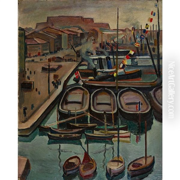 Der Quai Des Belges Im Hafen Von Marseille Oil Painting by Georges Darel