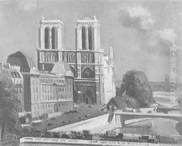 Notre Dame Et La Prefecture Oil Painting by Georges Darel