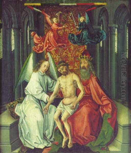 Le Christ Soutenu Par Un Ange Et Dieu Le Pere Oil Painting by Jacques Daret