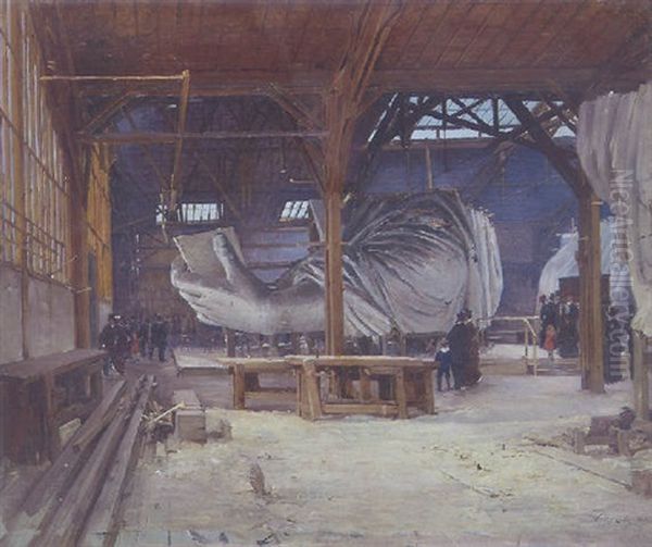 The Statue Of Liberty In Frederic-auguste Bartholdi's Studio, Paris Oil Painting by Paul Joseph Victor Dargaud