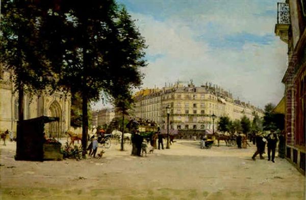 Junction Of The Boulevards Magenta And De Strasbourg And Rue Du Faubourg Saint Martin, Paris Oil Painting by Paul Joseph Victor Dargaud