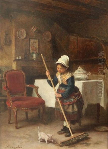 The Little Housewife Oil Painting by Andre Henri Dargelas