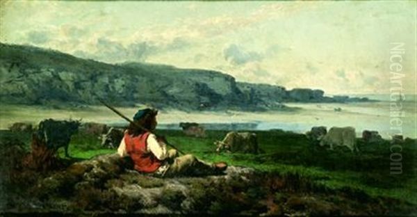 Patre En Bord De Mer Oil Painting by Jean Edouard Yan Dargent