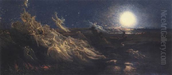 Les Vapeurs De La Nuit Oil Painting by Jean Edouard Yan Dargent