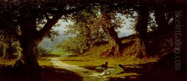 Le Repos Des Promeneurs Sous Les Futaies Oil Painting by Jean Edouard Yan Dargent