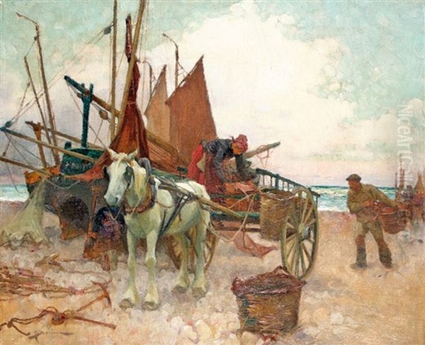 At The Beach Oil Painting by Henri Gaston Darien